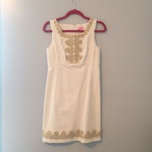 White Lilly Pulitzer Dress with Gold Accents